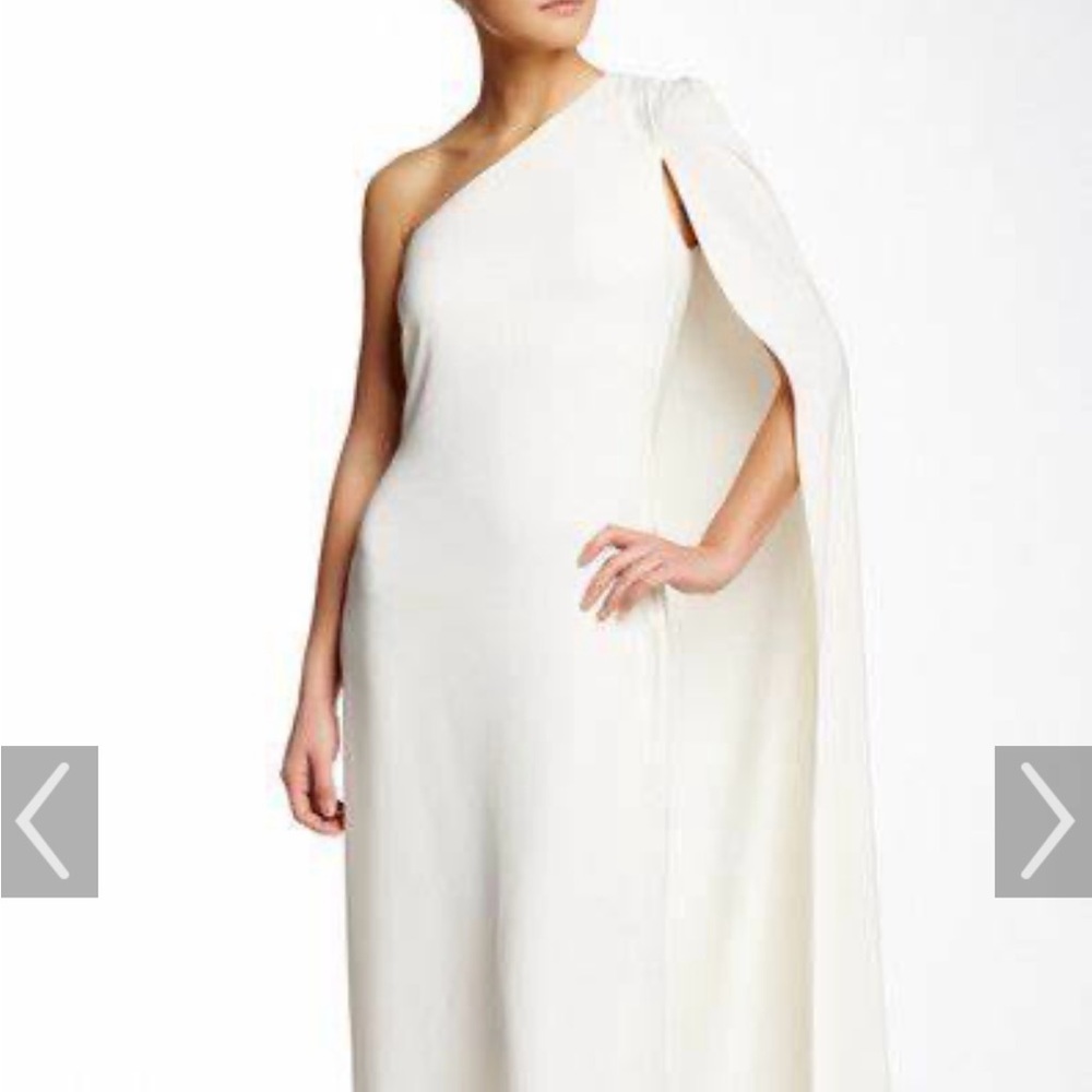 Jill Stuart Cream/White One Shoulder Gown with Cape